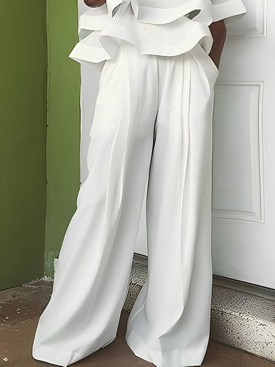 Elegant Regelmäßige Passform Unifarben Fashion Hose