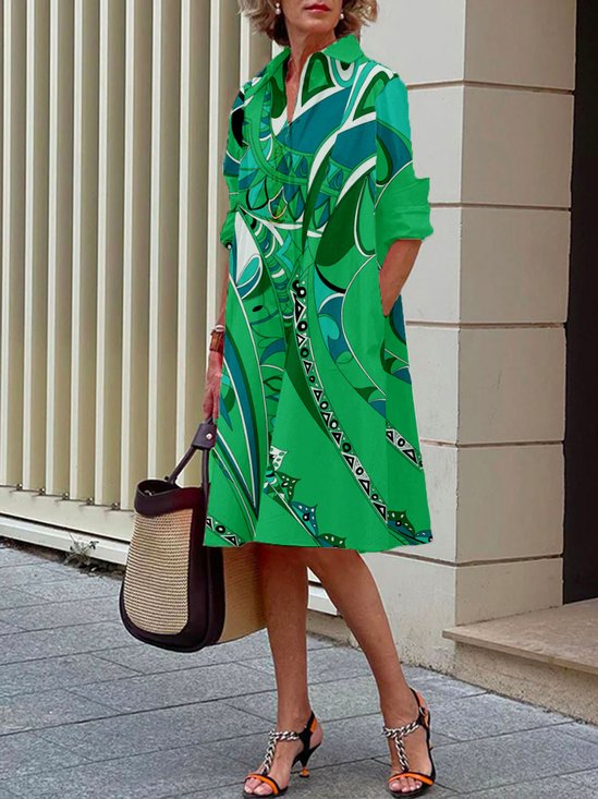 Urbanes Kleid mit geometrischem Hemdkragen