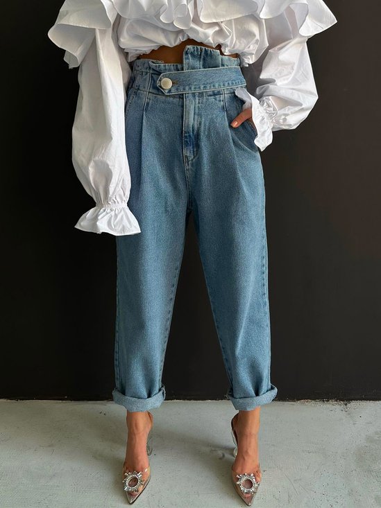 Urban Unifarben Regelmäßige Passform Denim Jeans