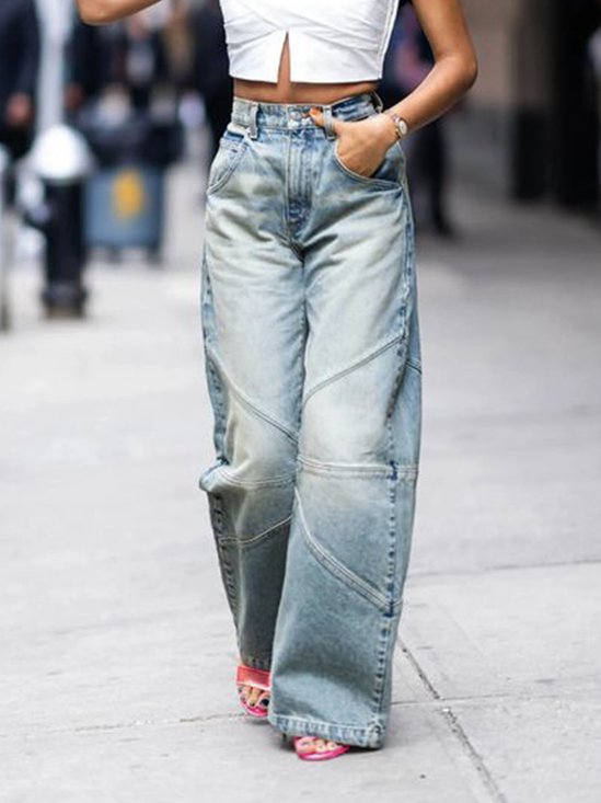 Tasche Patchwork Urban Unifarben Denim Jeans