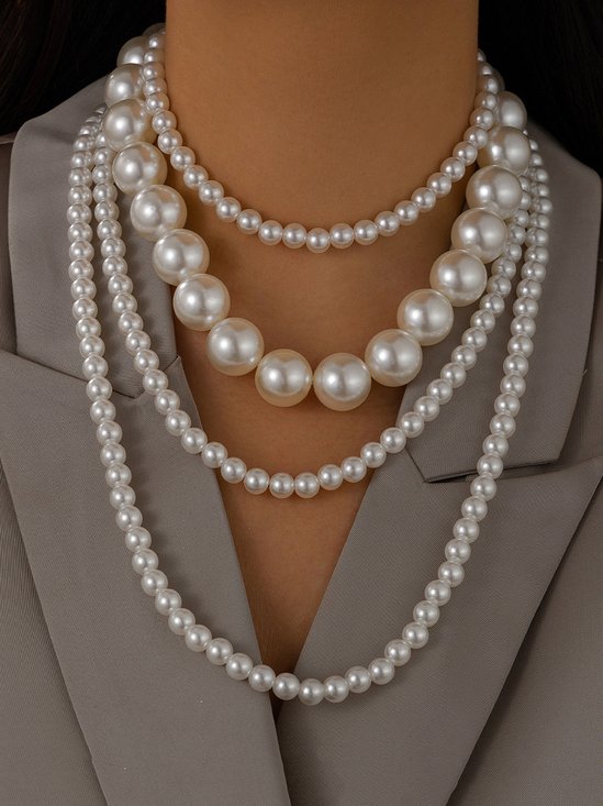 Elegant Nachgemachte Perle Perlen Halskette Set