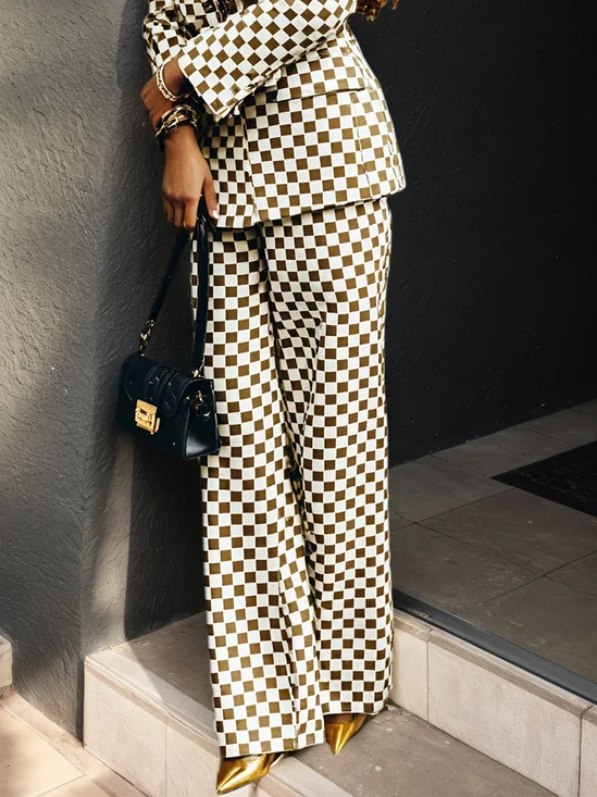 Urban Kariert Print Hose mit Weitem Bein