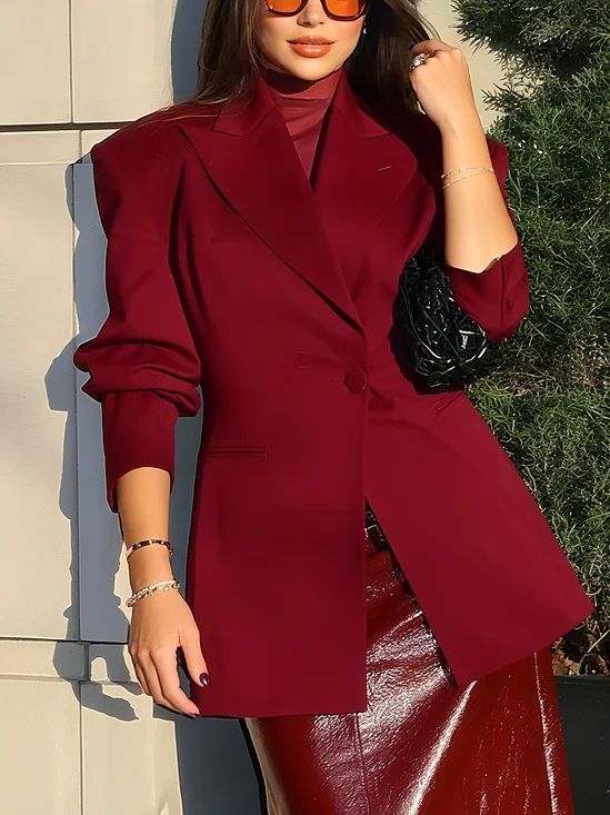 Elegant Unifarben Reverskragen Blazer