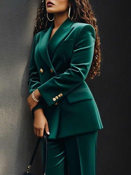 Urban Geknöpft Unifarben Reverskragen Blazer