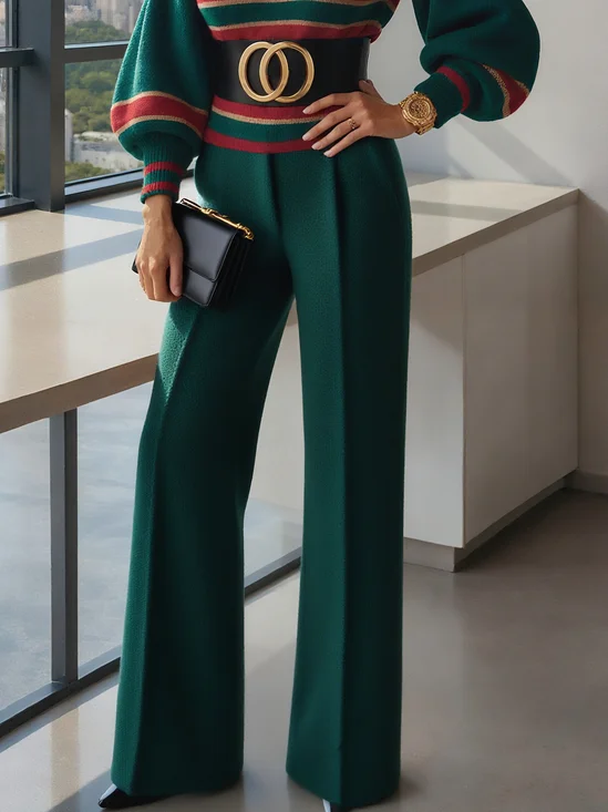 Urban Unifarben Glatt Pullover Hose  Kein Gürtel