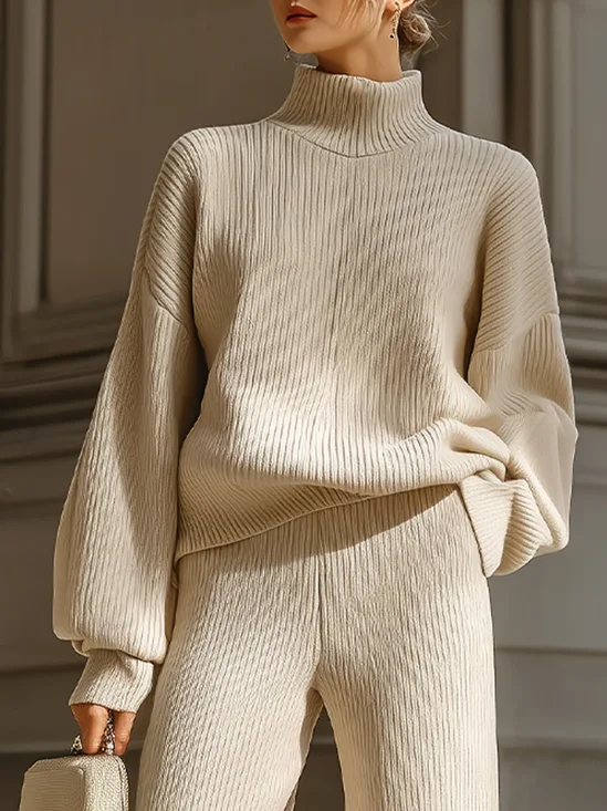 Garn/Wollgarn Lässig Unifarben Rollkragen Pullover