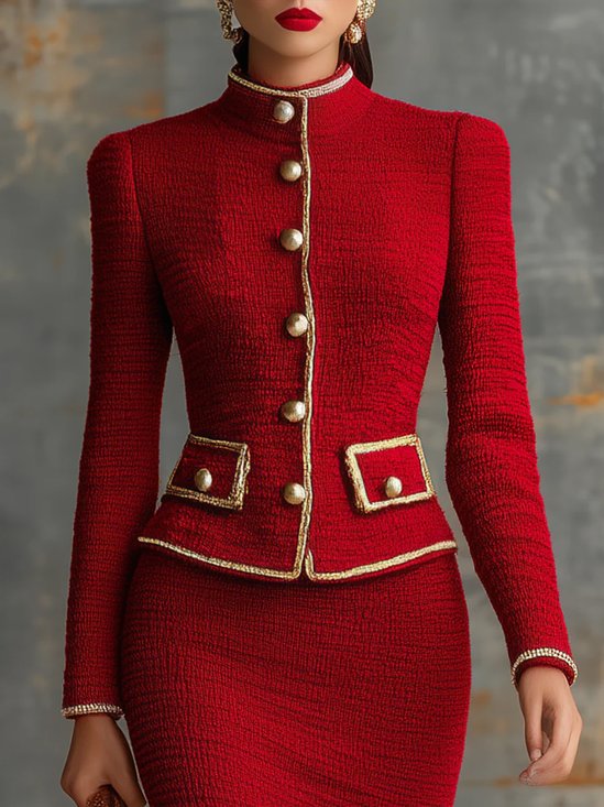 Elegant Farbblock Gurtband Mock Neck Pullover Strickjacke