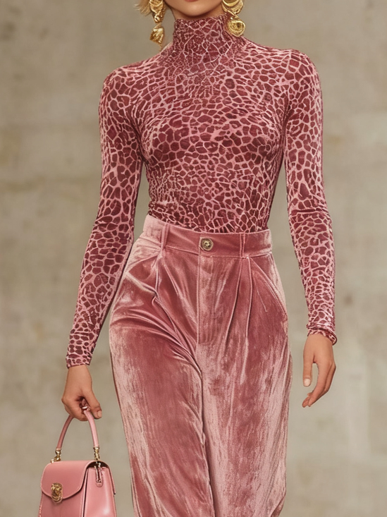 Urban Leopard Rollkragen T-Shirt