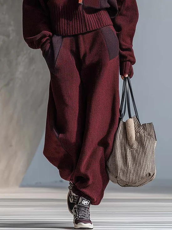 Lässig Farbblock Hose mit Knöchelband