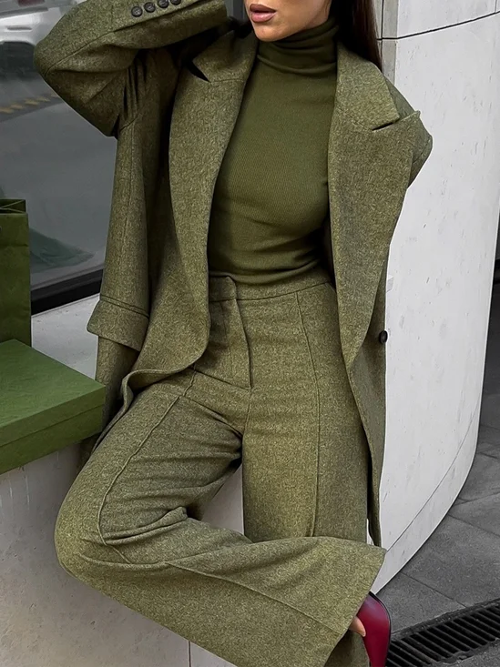 Urban Normale Ärmel Unifarben Reverskragen Blazer