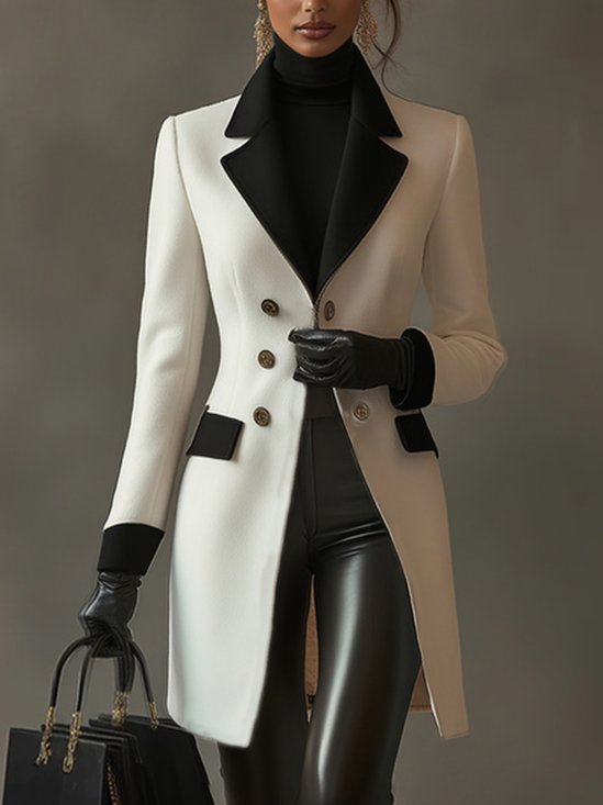 Urban Geknöpft Farbblock Spitze Mantel