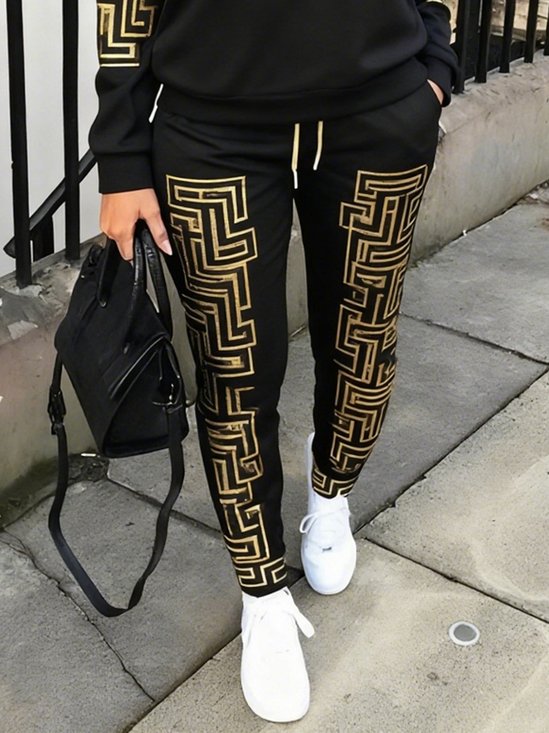 Lässig Geometrisch Print Schmal Passen Hose