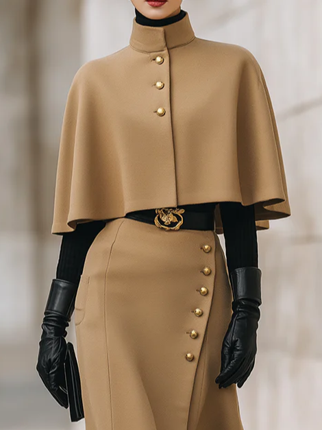 Urban Dolman-Ärmel Unifarben Stehkragen Mantel Kein Gürtel