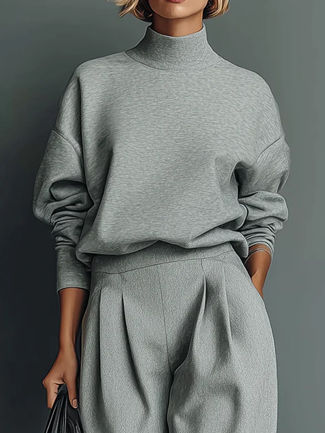 Lässig Unifarben Reißverschluss Stehkragen Sweatshirt