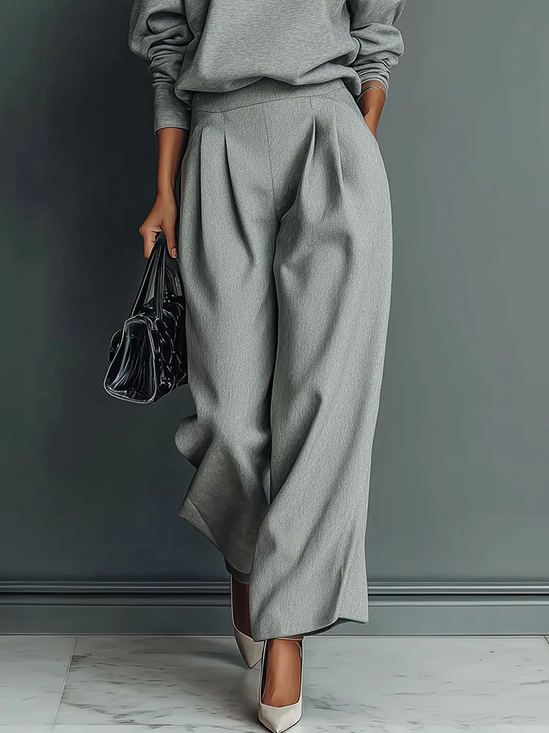 Lässig Unifarben Gerade Hosen