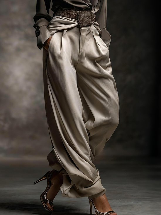 Elegant Unifarben Pumphose Hose Kein Gürtel