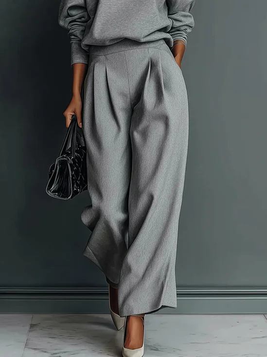 Lässig Unifarben Gerade Hosen