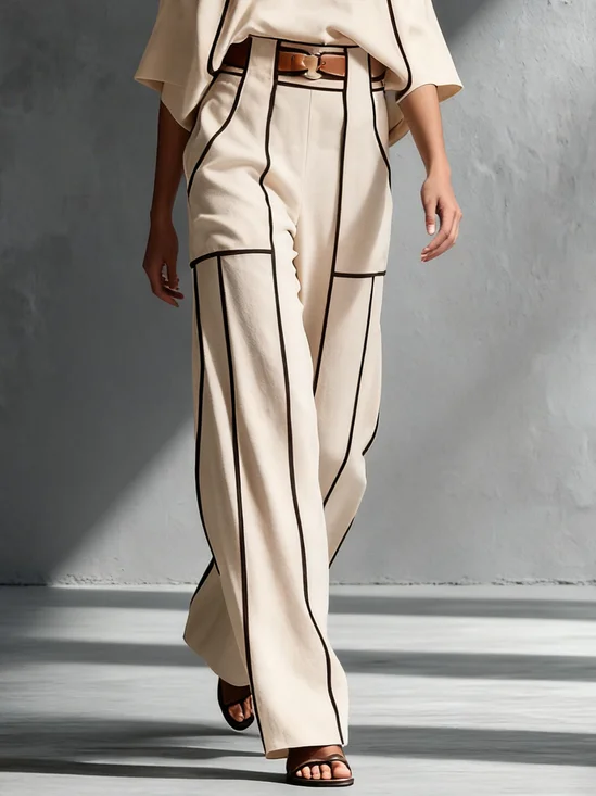 Lässig Farbblock Gerade Hosen Hose Kein Gürtel