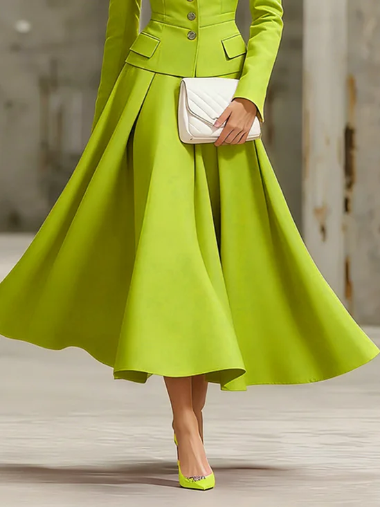Elegant Unifarben Maxikleid Rock