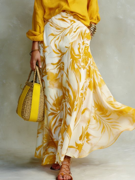 Elegant Print Botanisch Muster Maxikleid Rock