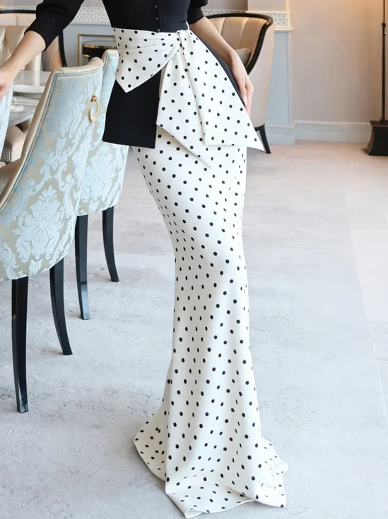 Elegant Print Polka Dots Maxikleid Rock