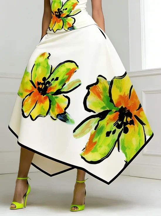 Elegant Print Geblümt Midi Rock