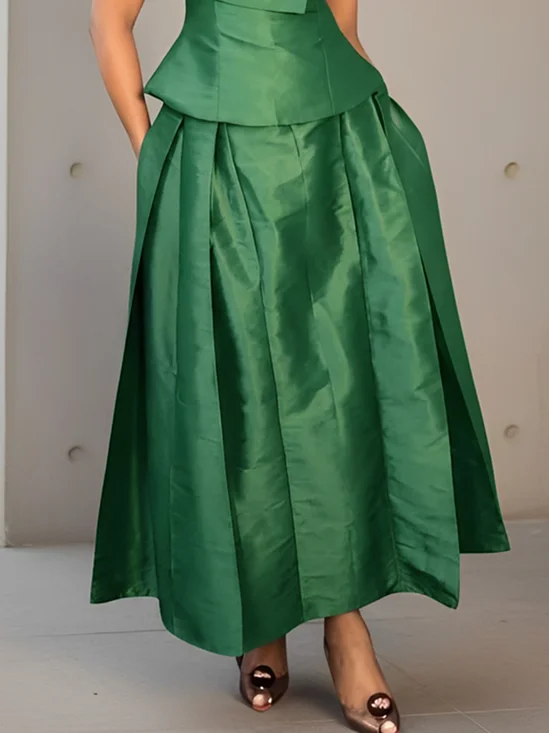 Elegant Unifarben Locker Maxikleid Rock