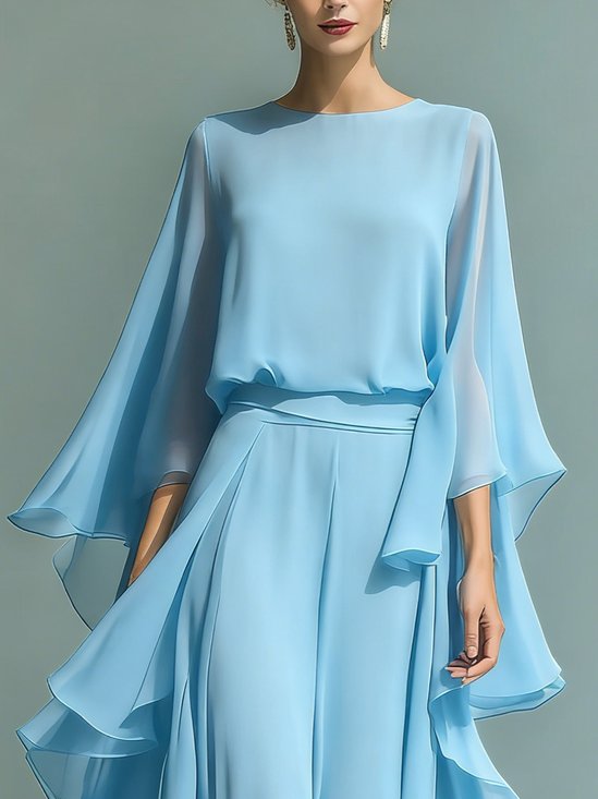 Elegant Unifarben Rundhals Bluse