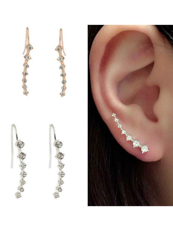 Mädchen Sieben Diamanten Lang Ohrringe