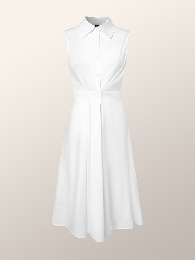 Täglich Weiß Hemdkragen Urban Baumwolle Kleid