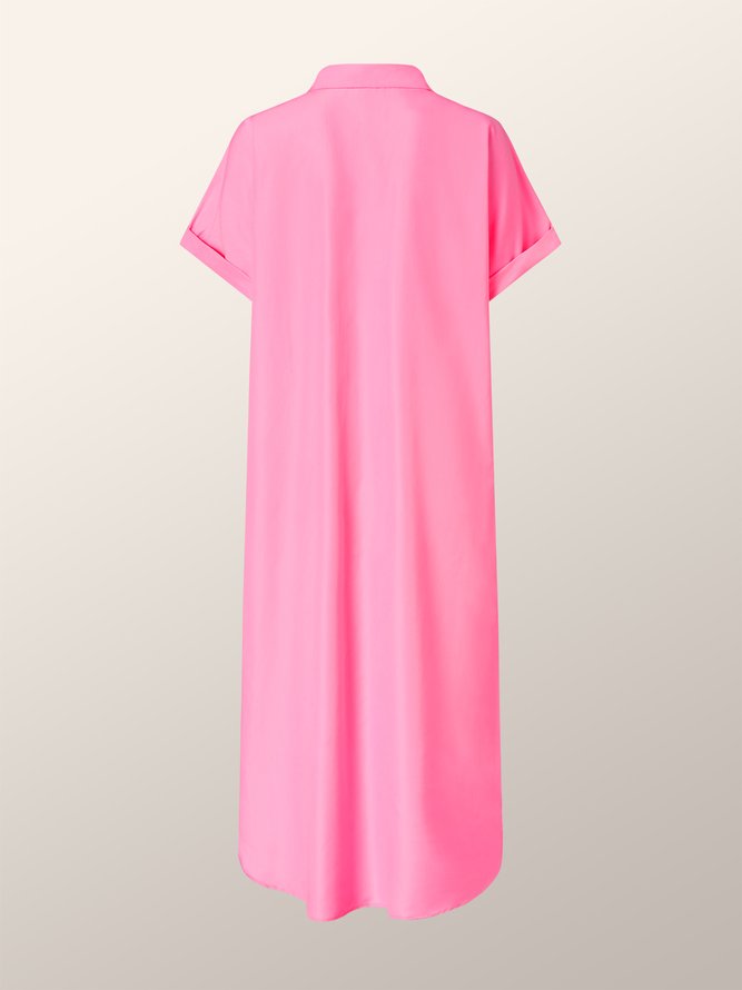 Einfarbiges Einfaches Kleid mit Hemdkragen