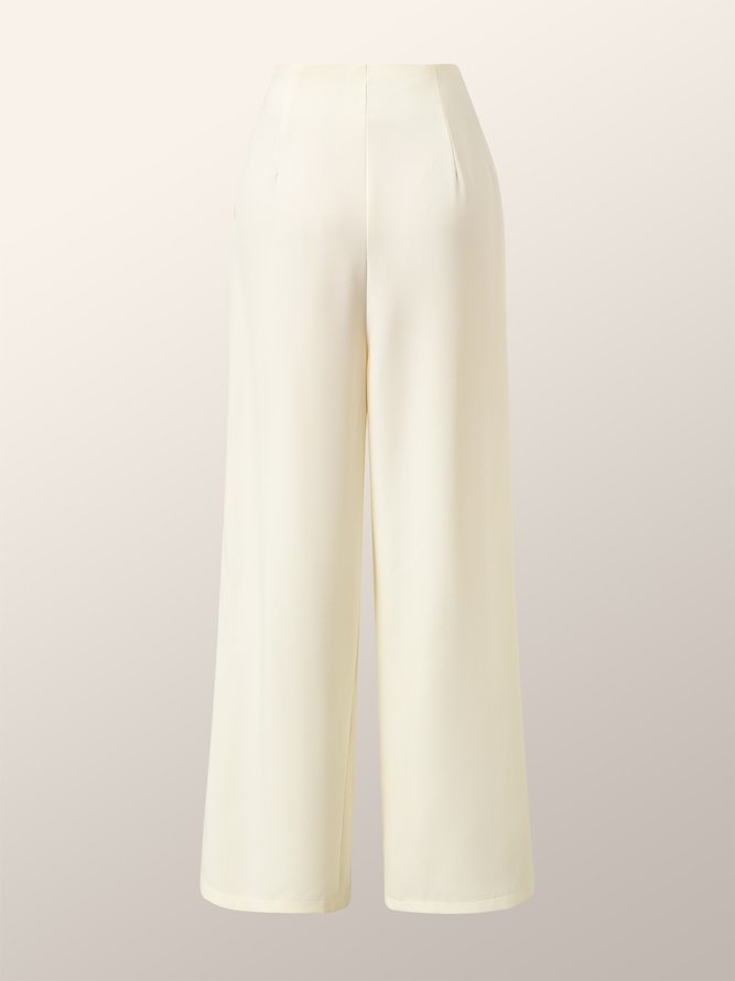 Weiß Täglich Lang Elegant Unifarben Hosen
