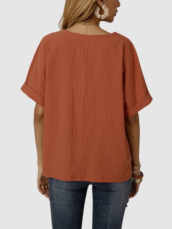 Orange Lässig Normal Baumwollgemisch Shirts & Blusen&Shirts