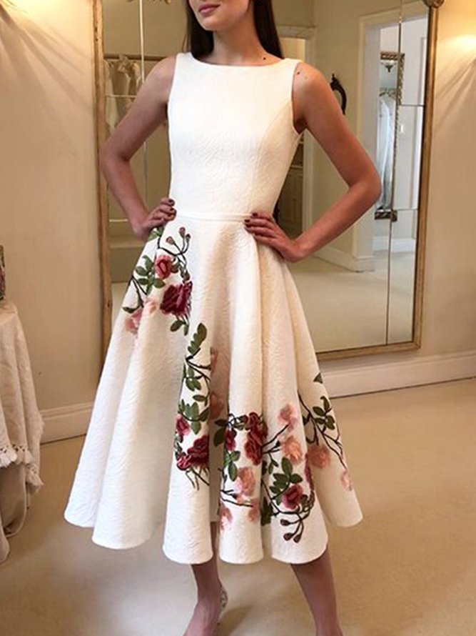 A-Linien Elegant Rundhals Kleid