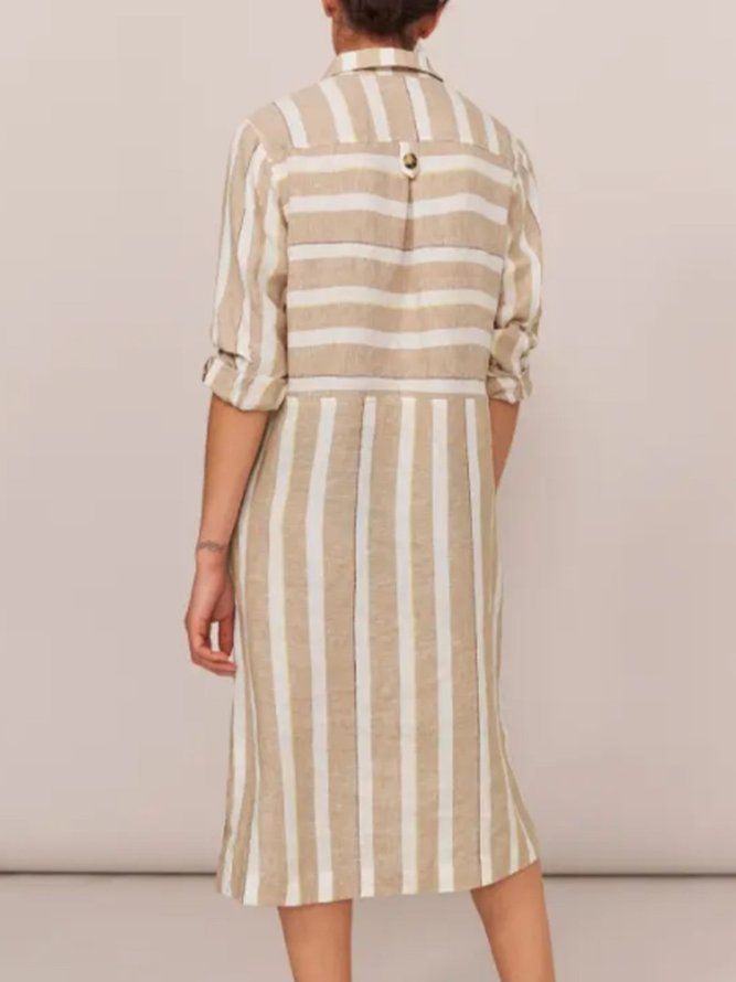 Baumwolle Streifen Kleid mit Hemdkragen