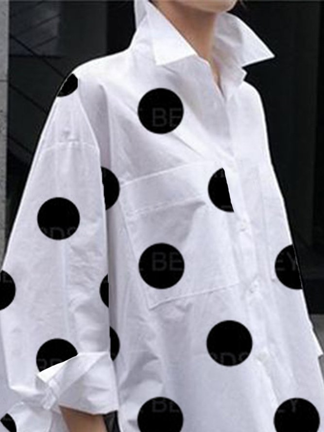 Hemdkragen Polka Dots Normal Elegant Bluse