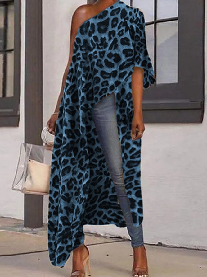 Urlaub Print Leopard Halbarm Bluse