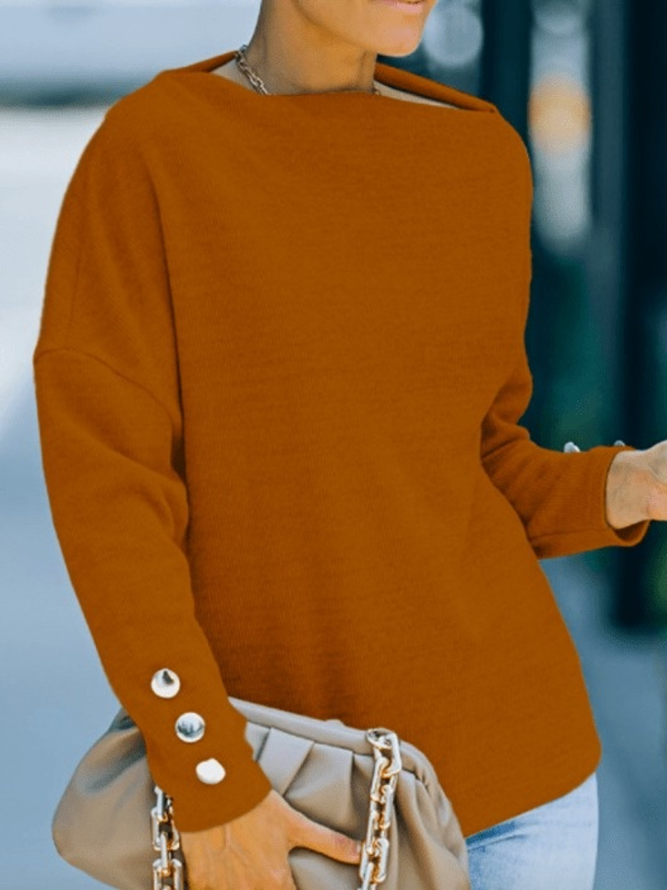 Basic Einfacher Pullover mit Langarm