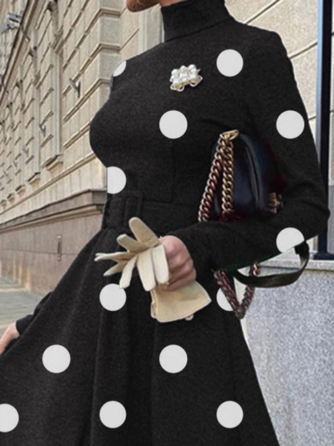 Elegant Polka Dots Langarm Kleid