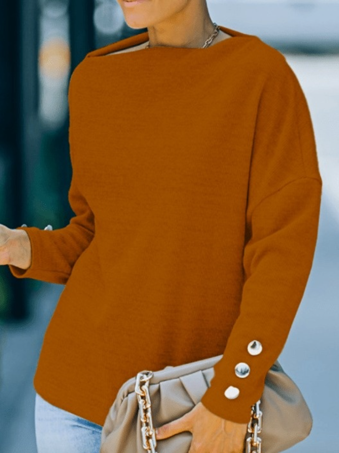 Basic Einfacher Pullover mit Langarm