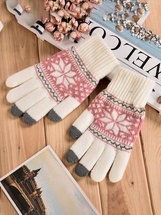 Nachahmung Kaschmir Schneeflocke Warm Gestrickt Handschuhe