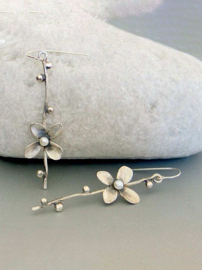 Retro Einfach Blume Perle Ohrringe