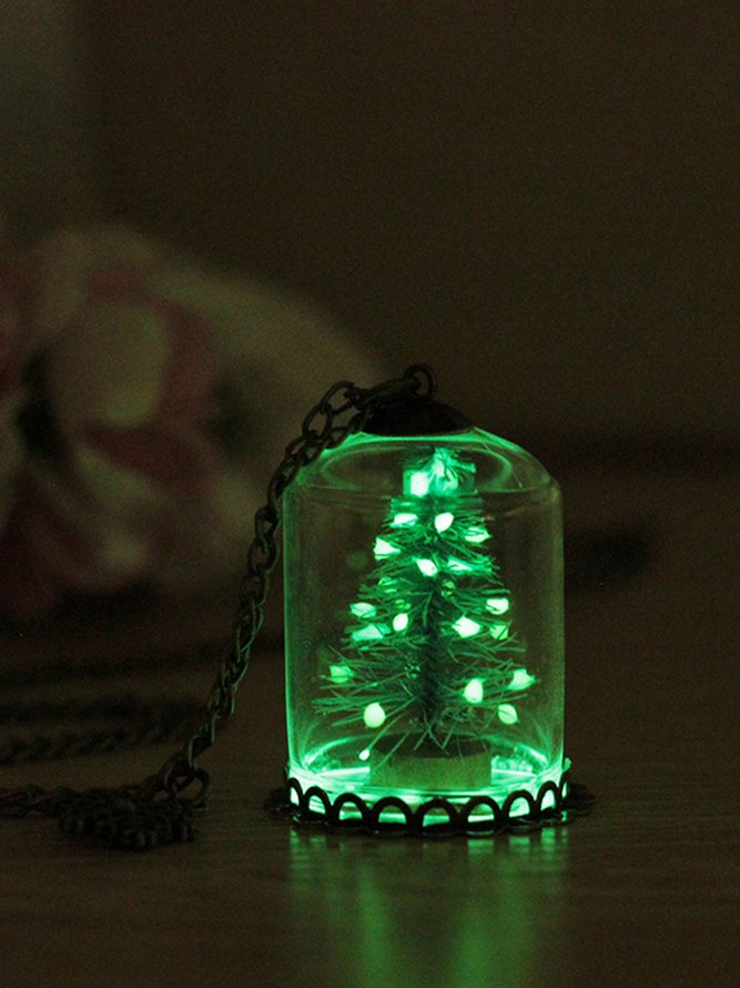 Weihnachtsbaum Schnee Glas Leuchtend Halskette