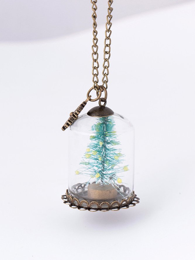 Weihnachtsbaum Schnee Glas Leuchtend Halskette