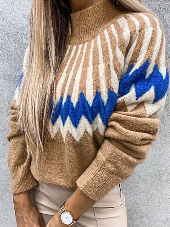 Regelmäßige Passform Einfacher Pullover mit Hochem Kragen