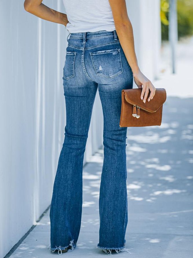 Unifarben Denim Jeans in Regelmäßiger Passform