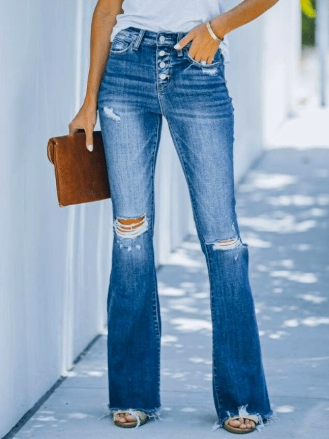 Herbst Regelmäßige Passform Leicht elastisch Reißverschluss Regelmäßige Passform Jeans