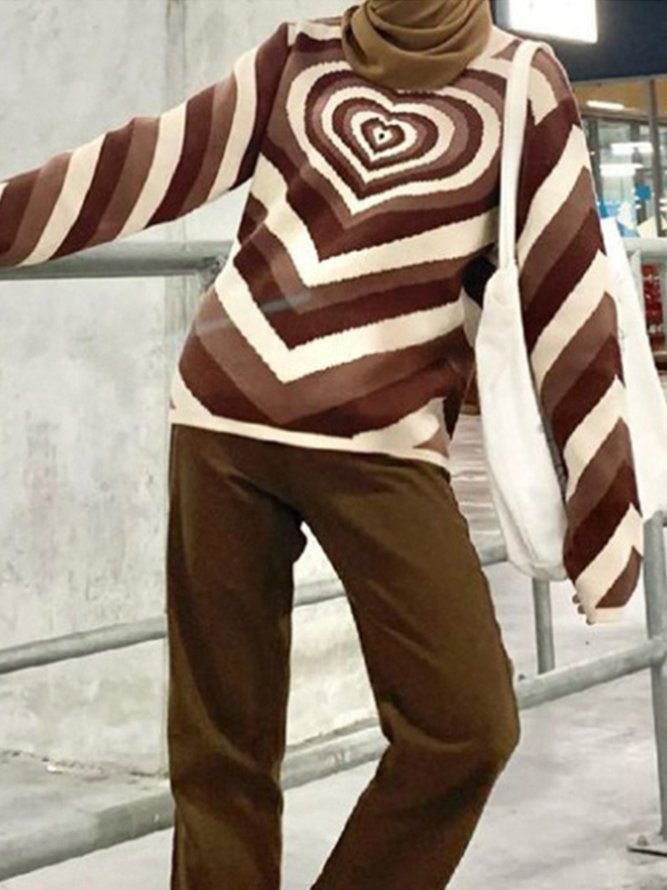 Regelmäßige Passform Lässiger Pullover mit Farbblock