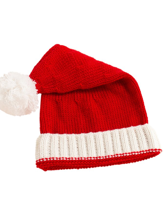 Flaumkugel Weihnachten Mütze mit Farbblock