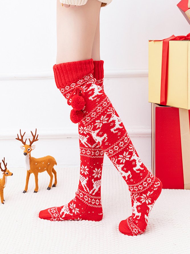 Schleife Flaumkugel Socken für Weihnachten